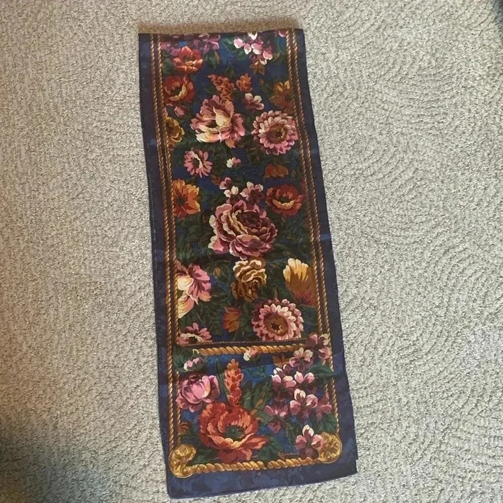 Vintage floral print silk scarf